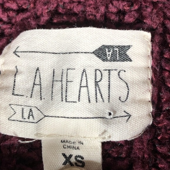 LA Hearts Womens XS Burgundy Chunky Cable Knit Crewneck Sweater - Picture 2 of 7